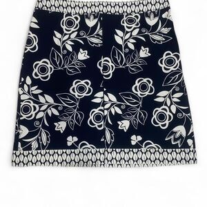 LOFT Petite Black White Floral Cotton Skirt Whimsygoth Cottagecore Mod 10P